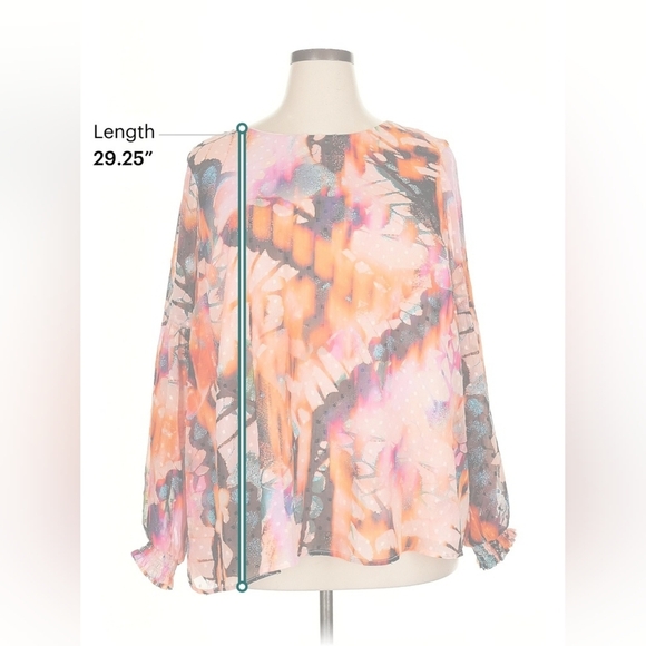 Torrid Neon Butterfly Print Chiffon Blouse Size 2 NWT - Picture 6 of 10